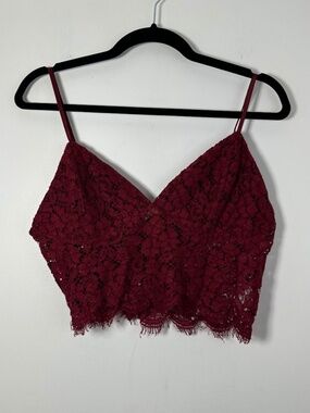 Bardot Womens Size Medium Sienna Burgundy Floral Lace Bralette Crop Top Festival